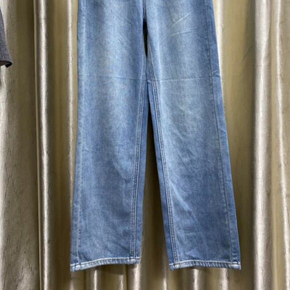 Blue High Waist Straight Leg Jeans - Picture 2 of 4